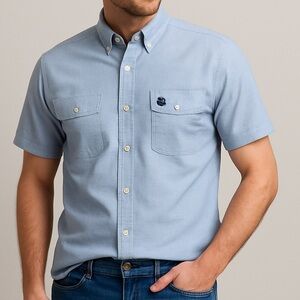 U.S. Polo Assn. Men’s Short Sleeve Button-Down Shirt – Light Blue Oxford XXL